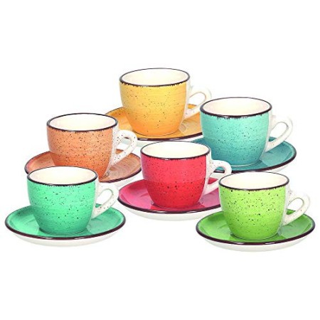 Tognana LS18534M043 Set 6 Tazze caffè con Piatto cc90 Art & Pepper, Stoneware