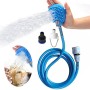 2 in1 Spruzzatore Doccia + Spazzola per Massaggi per Cani, Strumento da bagno Multifunzione con Tubo da 2,5 m + 2 Adattatori