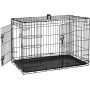 AmazonBasics - Gabbia in metallo pieghevole per cani, Portiera Doppia, 91 cm
