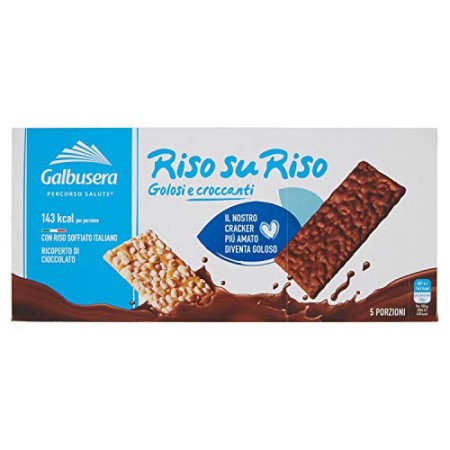 Galbusera Riso su Riso Snack con Riso Soffiato Ricoperto di Cioccolato, 150 g