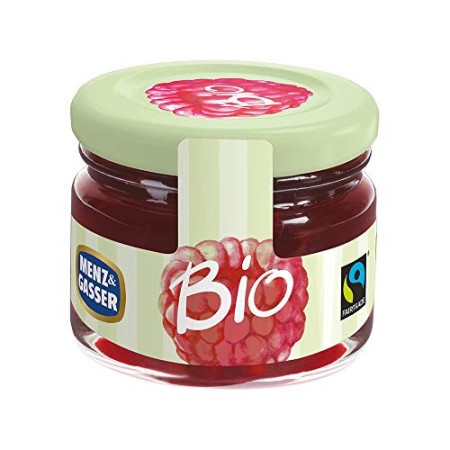 Menz & Gasser Confettura Extra di Lamponi Bio - Confettura Monodose Biologica con Frutta di Alta Qualità, 24 Vasetti x 28 g