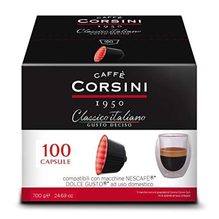 Caffè Corsini - Classico Italiano Miscela di Caffè in Capsule Compatibili Nescafè* DolceGusto*, Gusto Deciso - Confezione da 