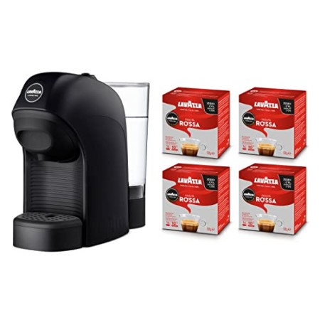 Lavazza A Modo Mio, Macchina Caffé Espresso Tiny Con 64 Capsule Qualità Rossa Incluse, Macchinetta A Capsule Per Un Caffè A C