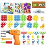 jerryvon Puzzle Bambini 3D Giochi Montessori Mosaico Giocattolo Chiodini 193 Pezzi Costruzione Creativa con Trapano Elettrico Re