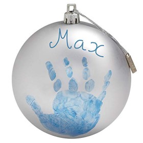 Baby Art My Christmas Fairy Pallina di Natale in Plastica, Decorazione Natalizia Albero Natale, con Kit Impronta, Argento