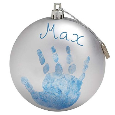 Baby Art My Christmas Fairy Pallina di Natale in Plastica, Decorazione Natalizia Albero Natale, con Kit Impronta, Argento