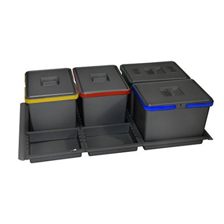 Elletipi PTC22 09050 2F Metropolis - Pattumiera Differenziata da Cassetto per modulo 90 in appoggio con profili in gomma auto ad