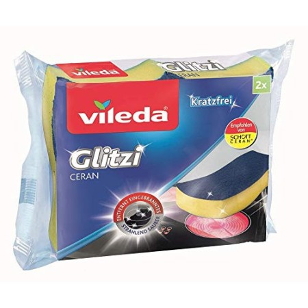 Vileda Ceran Spugna, per Piani ad Induzione, per Vetroceramica, Struttura 3D, Antigraffio, Multicolore, 19 x 14 x 5.4 cm, 2 Pezz