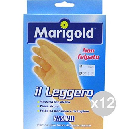 MARIGOLD Set 12 Guanti Leggero 6,5 Piccolo Non Felpa Attrezzo Pulizia della Casa, Multicolore, Unica