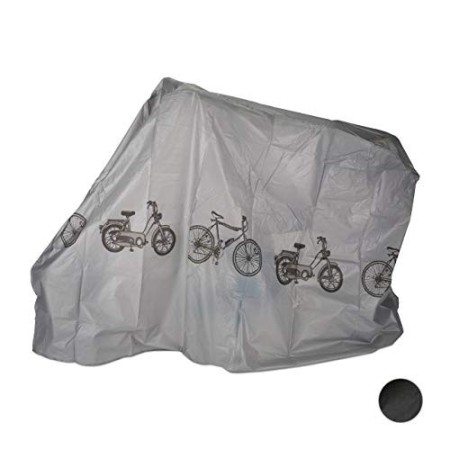 Relaxdays, Grigio, Telo Biciletta in Polietilene, Copribiclette Resistente da Esterno, Copri-Sole, 200x115 cm, Unisex Adulto, 1 
