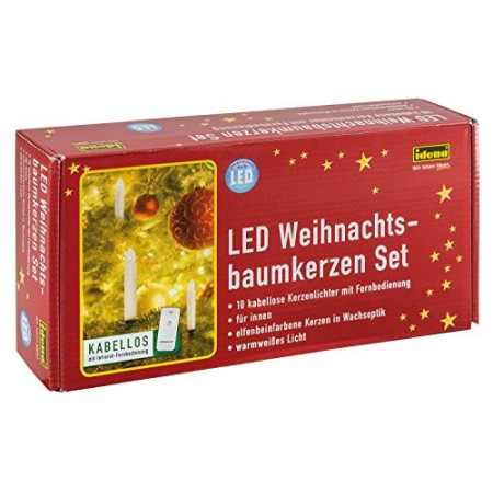 Idena - Candele a LED senza fili per albero di Natale bianco caldo, altezza candele 12 cm