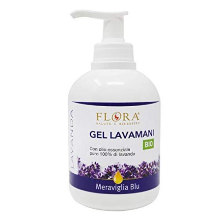 Flora Gel Lavamani Biologico Igiene Naturale, Alcool 60%, Gel Mani Alla Lavanda, Igiene Profonda, Uso Quotidiano - 250 ml