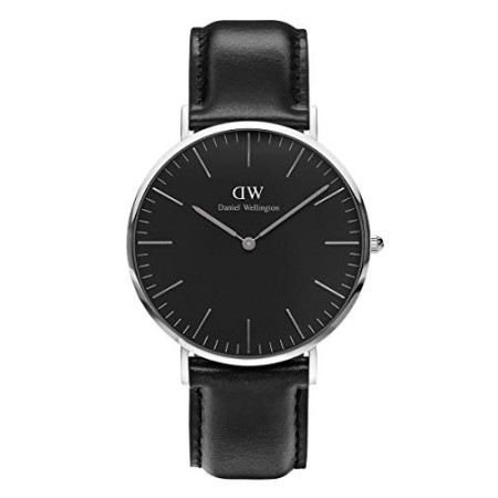 Daniel Wellington Classic Sheffield Orologio Uomo, 40mm, in Pelle, Nero/Argento