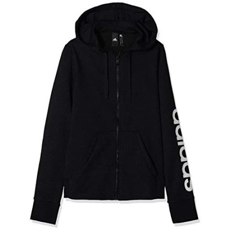Adidas Essentials Linear Full Zip Hoodie, Track Tops Donna, Black/White, M 44-46