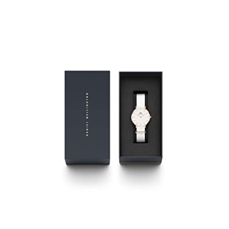 Daniel Wellington Petite Dover Orologio Donna, 28mm, in NATO, Bianco/Oro Rosato