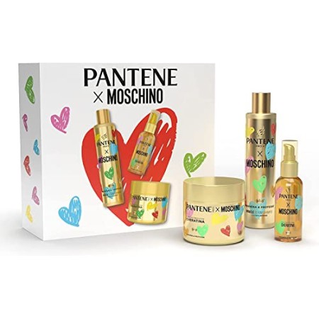 Pantene Moschino Shampoo, Maschera e Olio Capelli Kit Regalo Chiara Ferragni Protezione Cheratina per Capelli Secchi e Danneggia