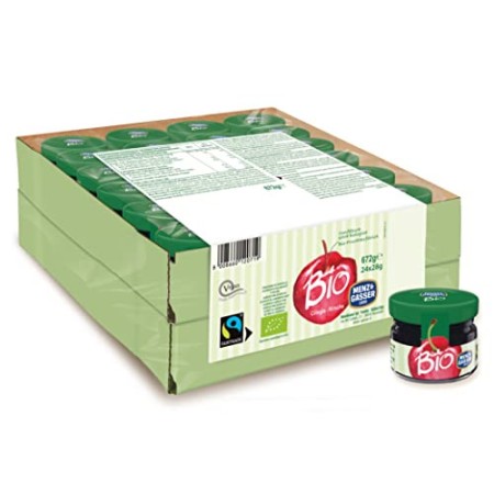 Menz&Gasser Confettura Extra di Ciliegie Bio, Confettura Monodose Biologica con Frutta, 24 Vasetti x 28 g