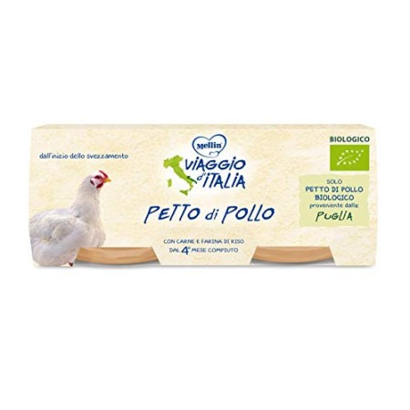 Mellin Viaggio d'Italia, Omogeneizzato Pollo Bio - Confezione da 24x80 gr