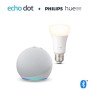 Echo Dot (4ª generazione), Bianco ghiaccio + Philips Hue White Lampadina Connessa (E27), compatibile con Alexa