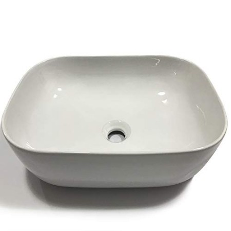 Lavabo Da Appoggio Ceramica Bianco Rettangolare Lavandino Lavello Arredo 45,5x32,5x13,5 Cm