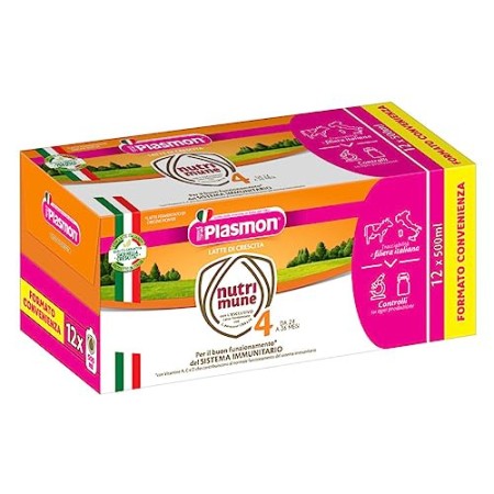Plasmon Latte Liquido Nutri Mune 4 - 12 confezioni da 500 ml - Totale: 6 l