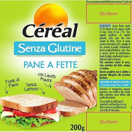 Céréal Pane a Fette senza glutine - Pan Bauletto glutenfree - Confezione 200 g