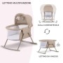 Kinderkraft Lettino da Campeggio LOVI, Culla a Dondolo, Cappottina, Materasso, Pieghevole, per Neonati, 0-15 Kg, Beige