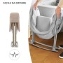Kinderkraft Lettino da Campeggio LOVI, Culla a Dondolo, Cappottina, Materasso, Pieghevole, per Neonati, 0-15 Kg, Beige