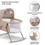 Kinderkraft Lettino da Campeggio LOVI, Culla a Dondolo, Cappottina, Materasso, Pieghevole, per Neonati, 0-15 Kg, Beige