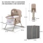 Kinderkraft Lettino da Campeggio LOVI, Culla a Dondolo, Cappottina, Materasso, Pieghevole, per Neonati, 0-15 Kg, Beige
