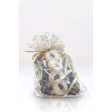 Italpak Buste (Sacchetti) Trasparenti per Alimenti Dolceneve 50 pz, Poliuretano, Oro/Bianco, 15x25 cm