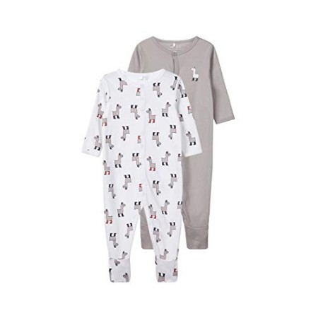 Name It Nbnnightsuit 2p W/f Noos Pigiama, Multicolore (Weiß Bright White), 56 (Pacco da 2) Unisex-Bimbi