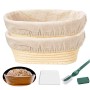 Set di 2 cestini per il pane e proofing Basket, rotondi, con spatola e set di lino, canna d'india, beige, ciotola in rattan fatt