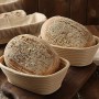 Set di 2 cestini per il pane e proofing Basket, rotondi, con spatola e set di lino, canna d'india, beige, ciotola in rattan fatt