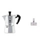 Bialetti Moka Express Caffettiera in Alluminio, Argento, 3 Tazze & Imbuto 3 Tazze