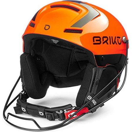 Briko Slalom, Casco da Sci/Neve Unisex-Adulto, Arancione (Shiny Orange) -Nero, 58 cm
