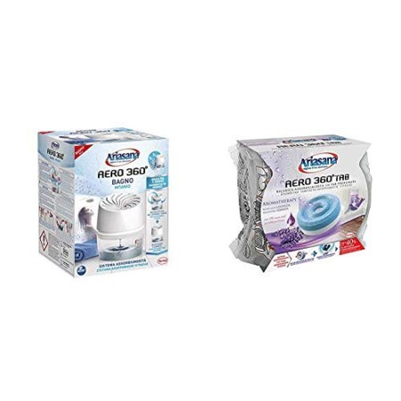 Ariasana Aero 360° Bagno Kit assorbiumidità, Deumidificatore bagno con efficace ricircolo d’aria, Deodorante bagno assorbi u