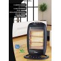 Ardes AR454B Stufa Alogena Halo 16 Oscillante con 4 Elementi Riscaldanti, 4 Potenze e Comando Manuale, Nera, 400 W, Nero