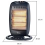Ardes AR454B Stufa Alogena Halo 16 Oscillante con 4 Elementi Riscaldanti, 4 Potenze e Comando Manuale, Nera, 400 W, Nero