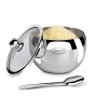 Newness Zuccheriera in Acciaio Inox con Coperchio Trasparente e Cucchiaio da Zucchero per Casa e Cucina, a Forma di Tamburo Dime