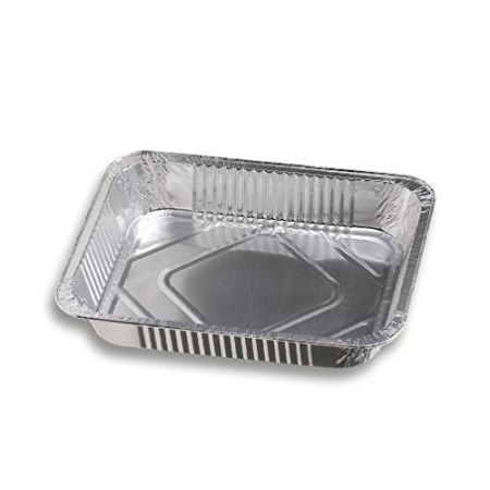 Vaschetta alluminio - Confezione da 40 vaschette rettangolari argentate con bordo G monouso per alimenti - Formato R32G - Ideali