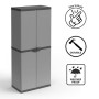 Adventa Armadio in Resina con Ripiani 2 Ante, (Interno/Esterno), Grigio Nero, 68x39,5x168