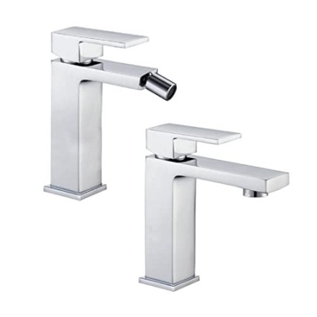 Miscelatore Rubinetto Bidet Cromato + Miscelatore Rubinetto Lavabo Cromato Bagno Casa
