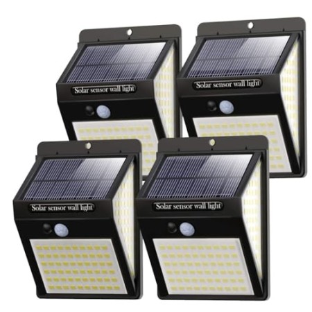 Luci solari per esterni, 140 LED, Litogo, versione 2020, per esterni con sensore di movimento, 1200 mAh, impermeabili, 800 lm, 3