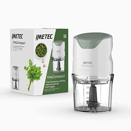 Imetec TritaCompact Tritatutto, Lame in Acciaio Inox, Capienza Contenitore 400 ml, Funzionamento a Pressione, Compatto, 350 W, B
