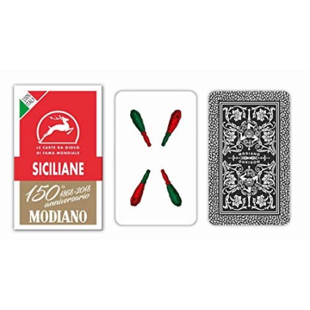 Modiano- Carte da Gioco regionali Siciliane, Colore Astuccio Rosso, 300083