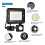bapro 30W Faretto LED da Esterno con Sensore di Movimento,bianco caldo 3000K Faretto led da esterno Led floodlight, IP65 Imperme