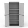 Adventa Armadio in Resina con Ripiani 2 Ante, (Interno/Esterno), Grigio Nero, 68x39,5x168