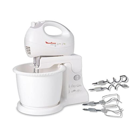 Moulinex HM412 Prep Line - Frusta con Ciotola, Amovibile, Potenza 450 W, Capacità 2.5 l, 5 Velocità, Funzione turbo, Bianco