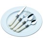 Exzact Set Posate Avorio per Panna 24 pz, Acciaio Inossidabile con Manico Dettagliato, Tradizionale, Elegante, Stile Vintage/Ant